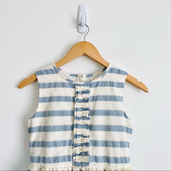 Mini Boden Textured Stripe Ruffle Dress - Picture 7 of 10